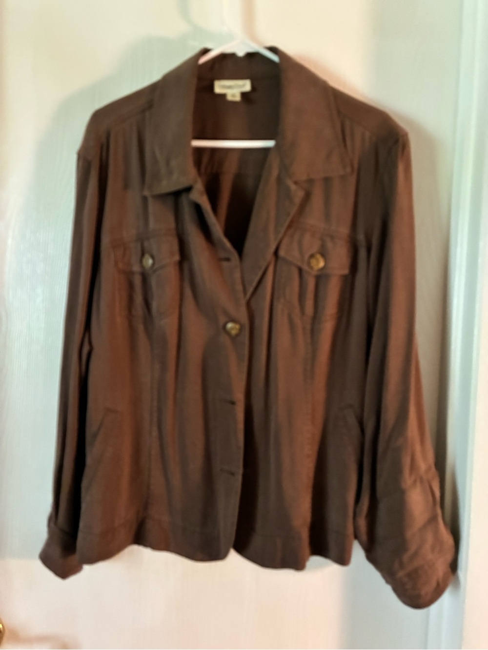 Coldwater Creek Brown Leather Button-Front Jacket
